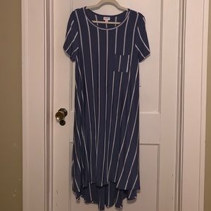 NWT LuLaRoe Carly Steel Blue with Vertical White